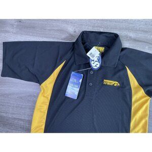 BAW Athletic Wear Iowa Hawkeyes Polo Mens Size Small Black Yellow Cool-Tek
